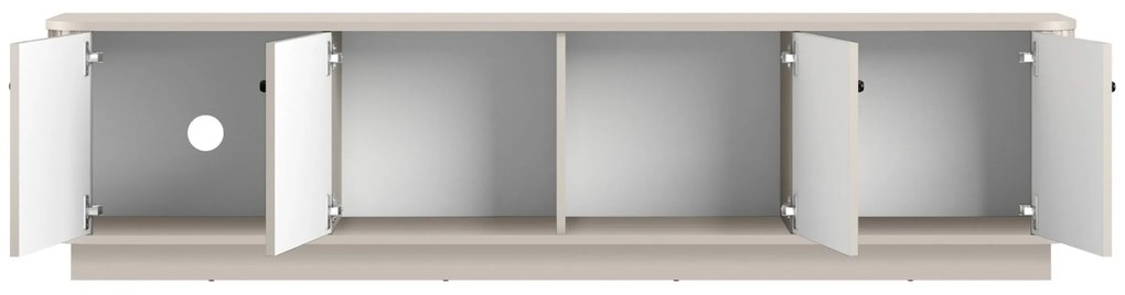 Szafka RTV Vesper 4D 187 cm na cokole - kaszmir / czarne uchwyty