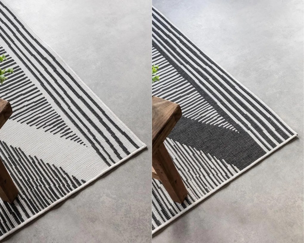 Dywan dwustronny zewnętrzny Gemini romby czarno-kremowy 200 cm x 290 cm
