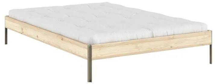 Łóżko dwuosobowe z litego drewna sosnowego bez zagłówka ze stelażem 140x200 cm w naturalnym kolorze Core – Karup Design