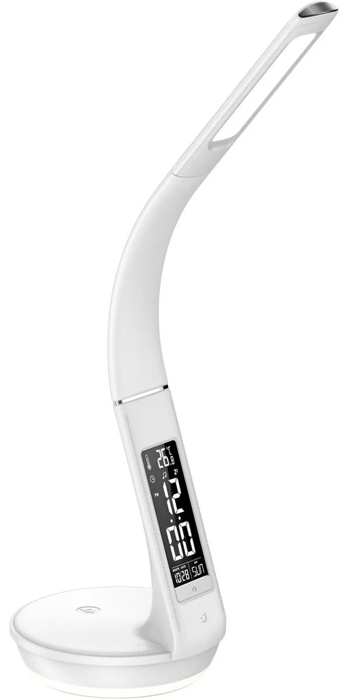 Retlux RTL 203 Lampa stołowa LED z wyświetlaczem i ładowaniem Qi biały, 6 W