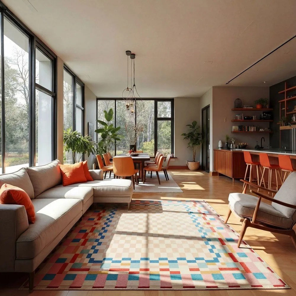 Dywan z mieszanki wełny 180x230 cm Checkered Border – Flair Rugs