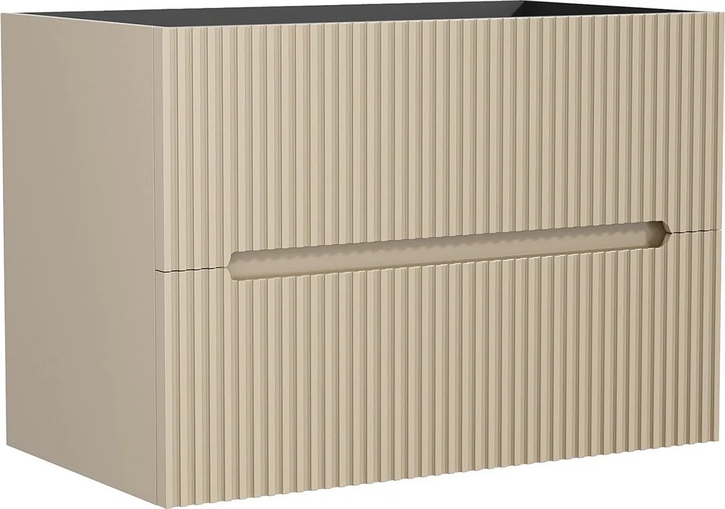 Podwieszana szafka pod umywalkę w kolorze prążkowanego beżu - 80 cm - PAVANI