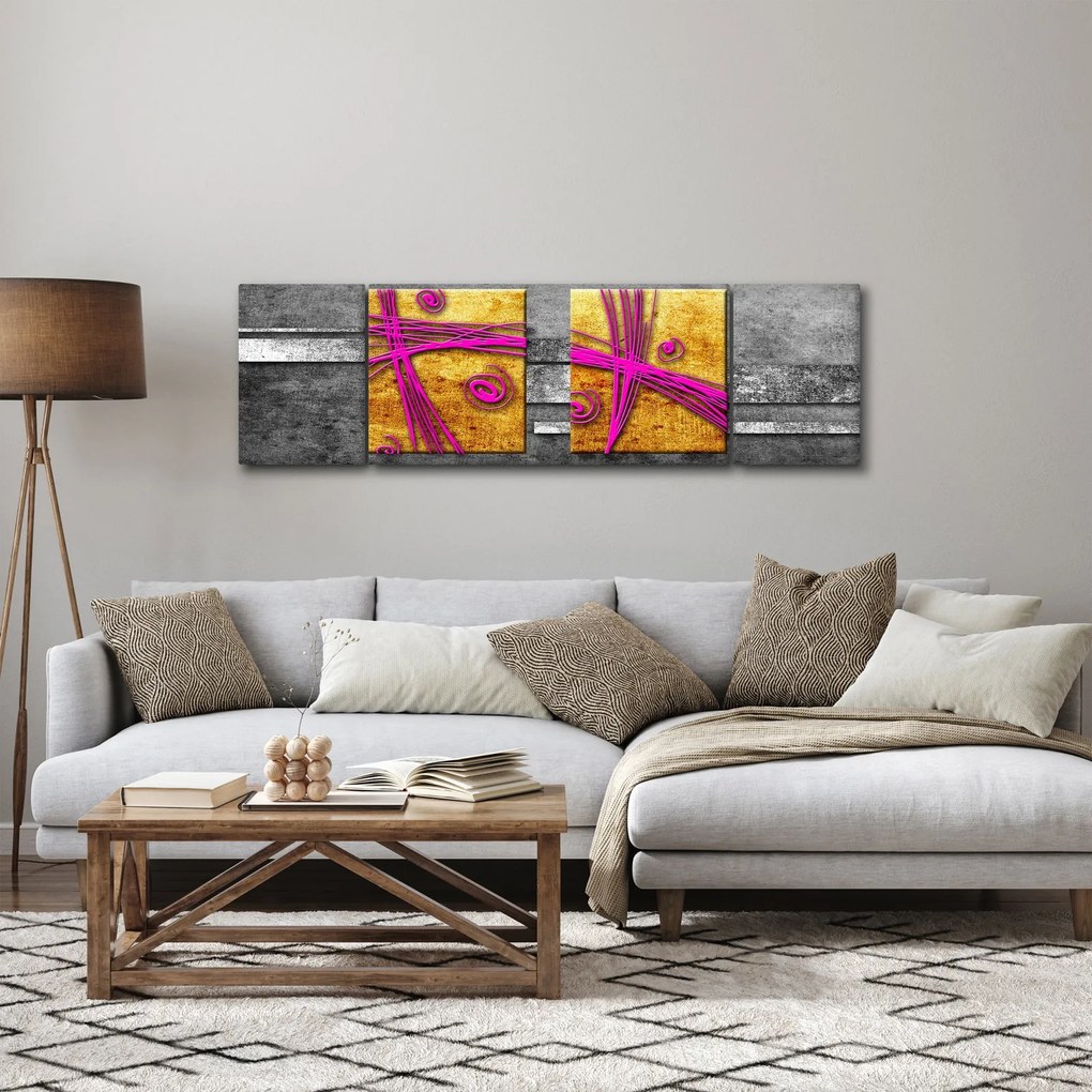 Obraz kolorowych kwadratów na czarnym tle (170x50 cm)