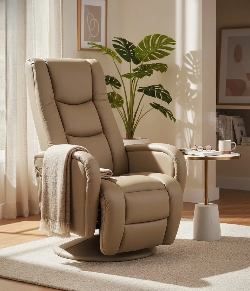 Beżowy obrotowy fotel masujący do salonu H7-S45