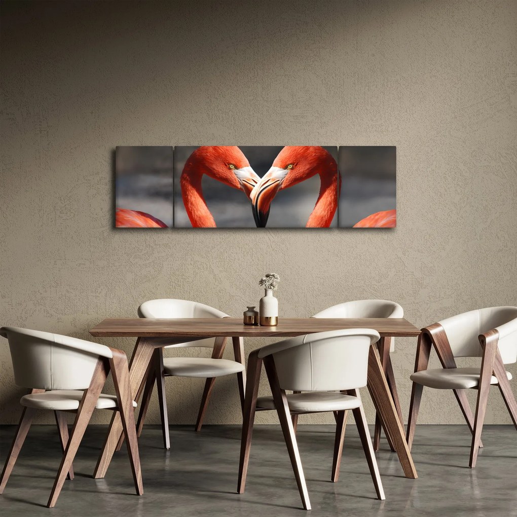 Obraz dwóch zakochanych flamingów (170x50 cm)