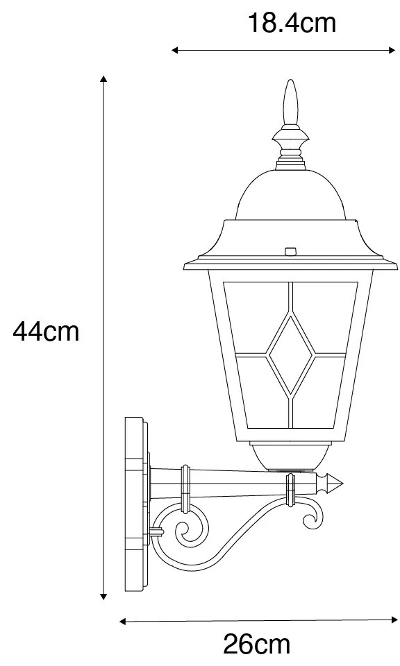 Winietkowa lampa ścienna zewnętrzna antyczne złoto - Antigua Up