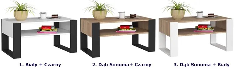 Stolik Kawowy W Minimalistycznym Stylu Dąb Sonoma+Czarny Lofi