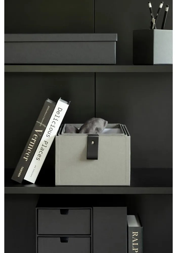 Szare kartonowe pojemniki zestaw 3 szt. 20,5x29,5x14,5 cm Aston Paper Laminate – Bigso