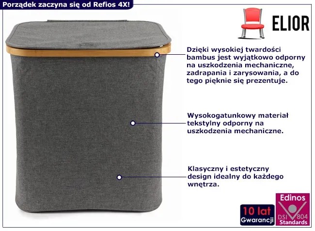 Materiałowy kosz na pranie 80L - Refios 4X