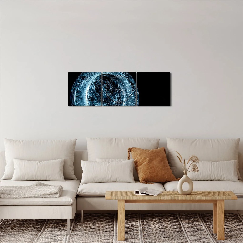 Obraz kropli lodu (z zegarem) (90x30 cm)
