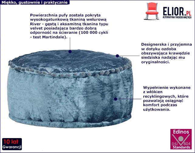 Pufa niebieska tapicerowana glamour R3-P66