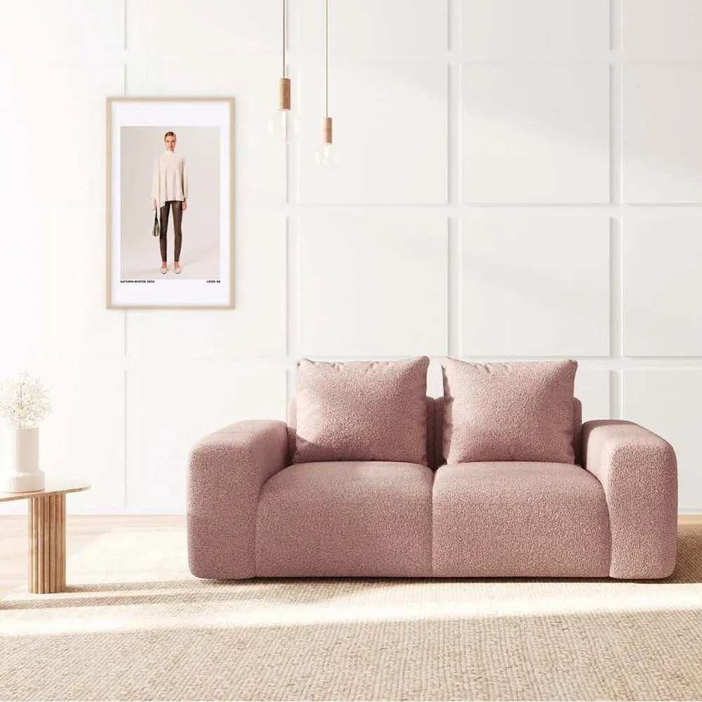 Różowa sofa z materiału bouclé 212 cm Monce – Rodier