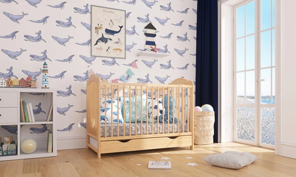 Łóżeczko Alek sosna 120/60 z szufladą