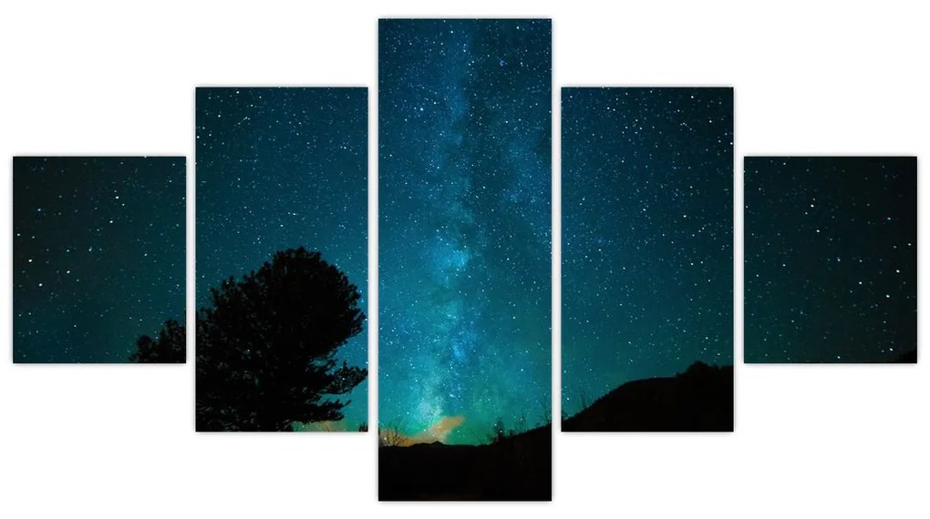 Obraz nocnego nieba z gwiazdami (125x70 cm)