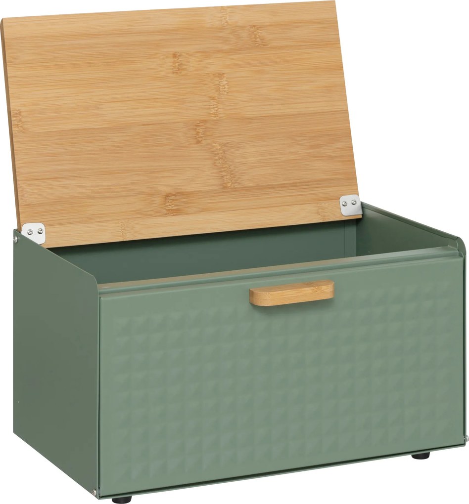 Metalowy chlebak SENSIA z bambusową pokrywą