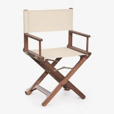 Składane Krzesło Reżyserskie Ogrodowe Z Drewna Akacjowego Ridley Kremowa Tapioca - Sklum