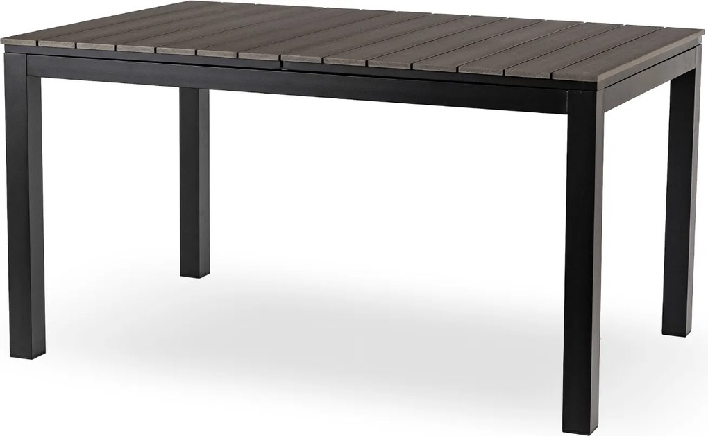 Rozkładany stół ogrodowy, kompozytowy Castello 140-180 cm, blat ciemnoszary dąb, podstawa czarna