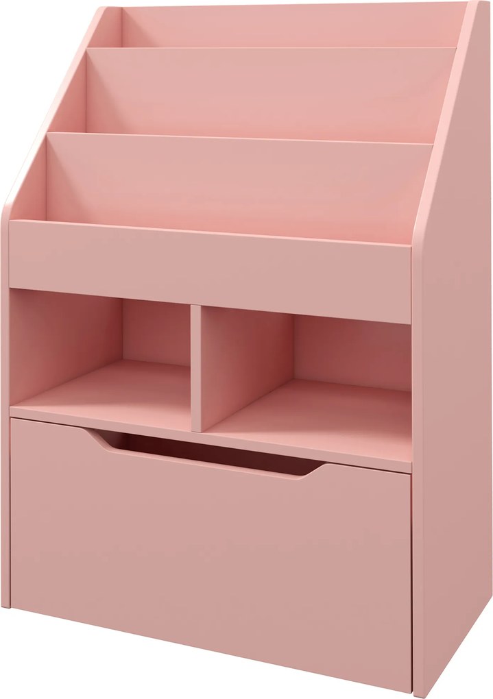 HOMCOM regał dziecięcy z szufladą półka na książki dla dzieci regał do pokoju dziecięcego różowy 60x30x90 cm | Aosom PL