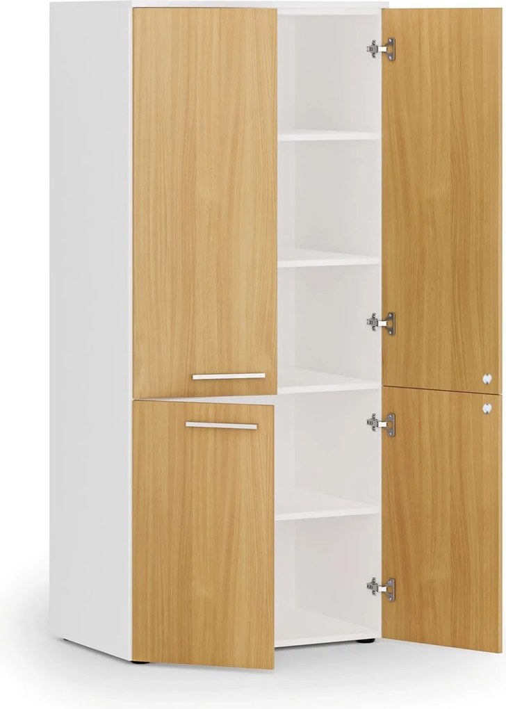 Szafa biurowa pół-drzwi PRIMO WHITE, 800 x 500 x 1781 mm, biały/buk