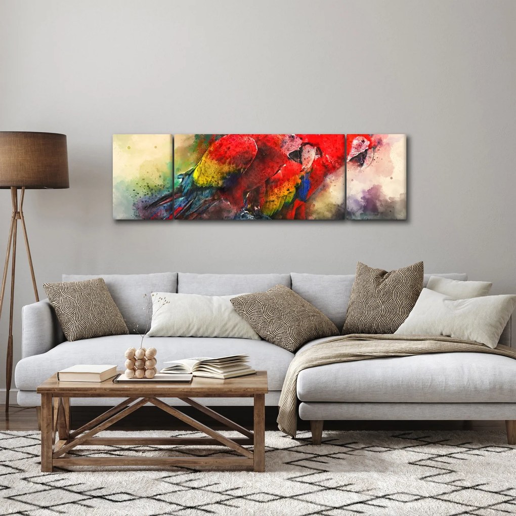 Obraz czerwonych papug Ara (170x50 cm)