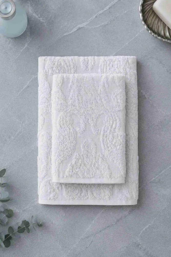 Luksusowy ręcznik kąpielowy DAMASK 75x150cm Jasnoniebieski