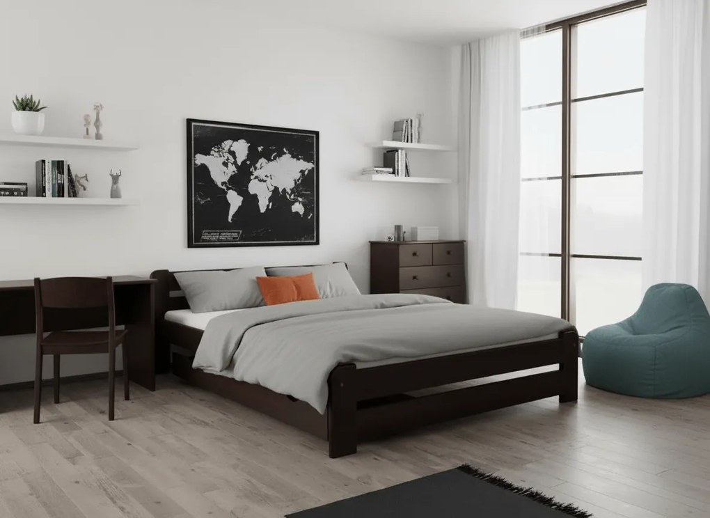 Łóżko Laura 160x200 cm, orzech Stelaż: Ze stelażem listwowym rolowanym, Materac: Materac Somnia 18 cm