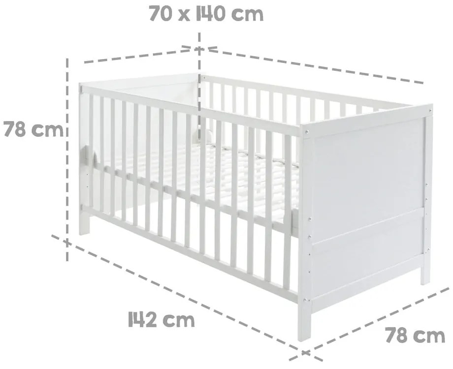 Białe łóżeczko 70x140 cm – Roba