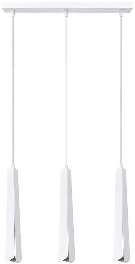 Biała lampa wisząca na listwie z 3 długimi kloszami - A611 L9-L55