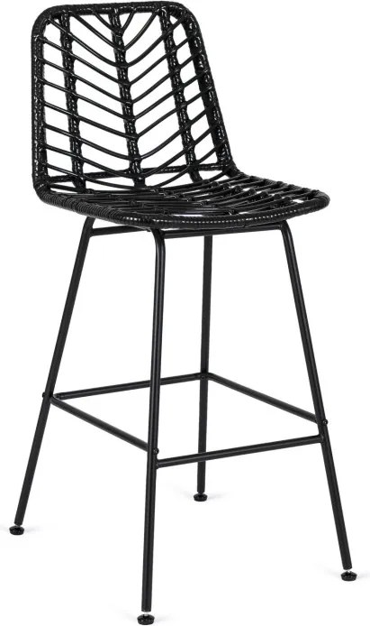Hoker Rattanowy JERRY Ogrodowy Krzesło Barowe Czarny Boho