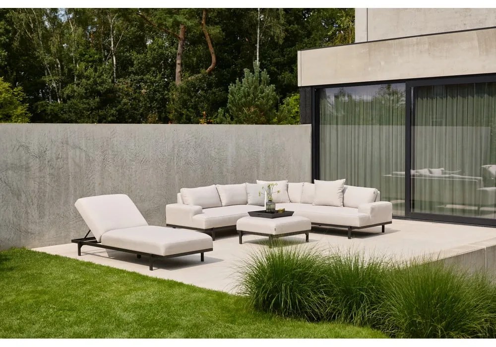 Jasnoszara aluminiowa sofa ogrodowa (lewostronna) Lucas – Hartman