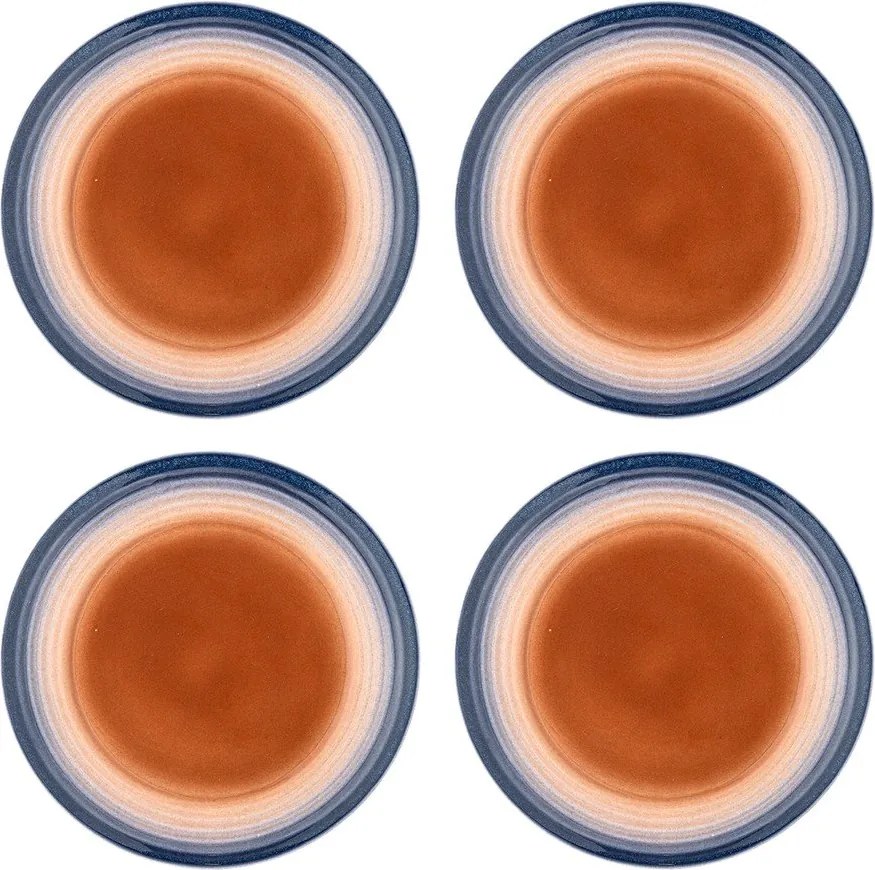 Niebieskie/pomarańczowe kamionkowe talerze zestaw 4 szt. deserowe ø 20,5 cm Tatum – Bloomingville