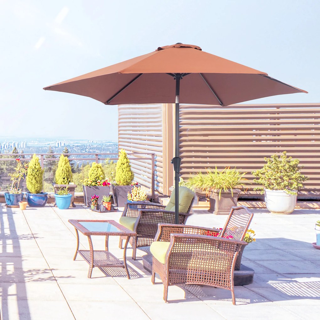 Outsunny Parasol Przegubowy Ogrodowy z Korbką Ręczną Kolor Kawowy Ø2,7x2,35m | Aosom PL