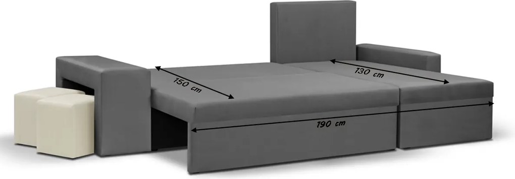 Narożnik z funkcją spania DAKOTA2 Szary/Kremowy