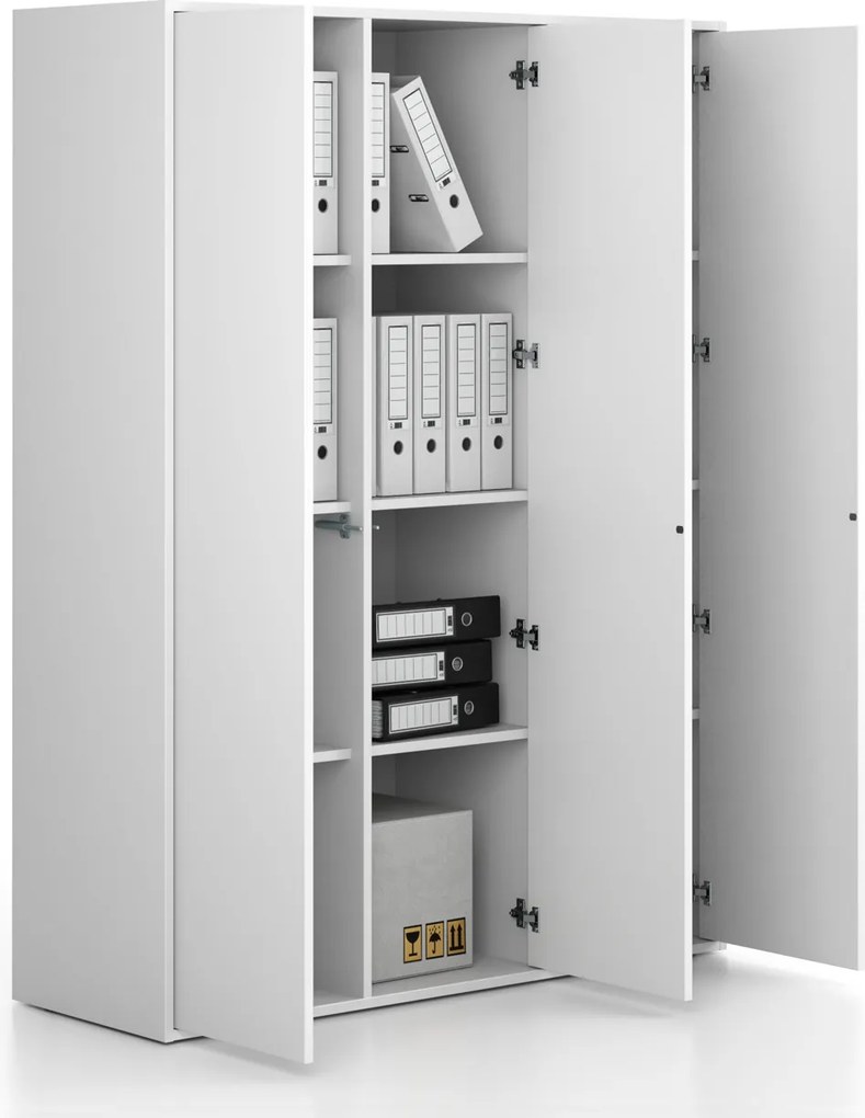 Szafka biurowa FRAME, 3x drzwi, 1299 x 450 x 1735 mm, PUSH-lock, biały