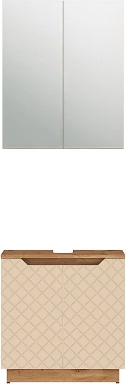 Zestaw mebli łazienkowych dąb/kaszmir ze strukturą płytek 59.8x32x62.5 lotta