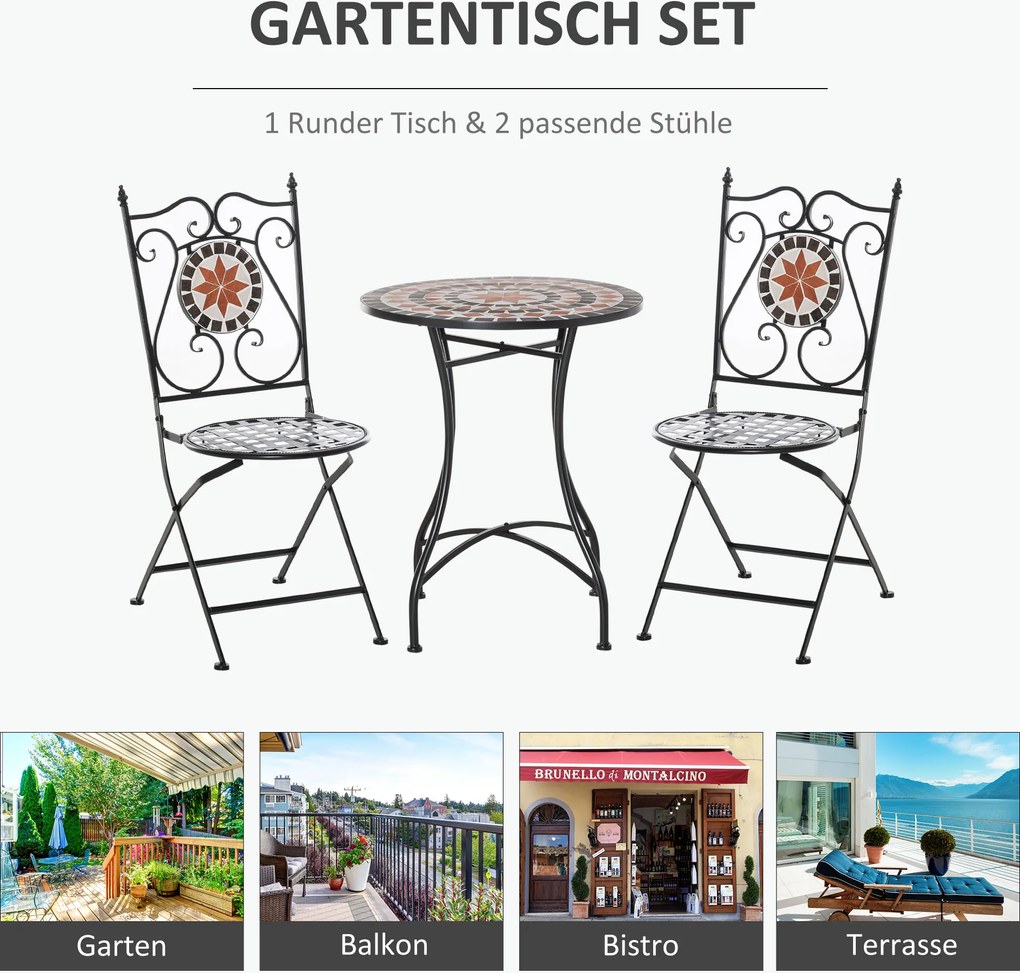 Zestaw mebli ogrodowych Outsunny 3-częściowy