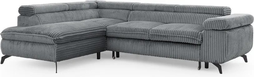 Szary sztruksowy narożnik (lewostronny/w kształcie litery L) Marbeya – Ropez