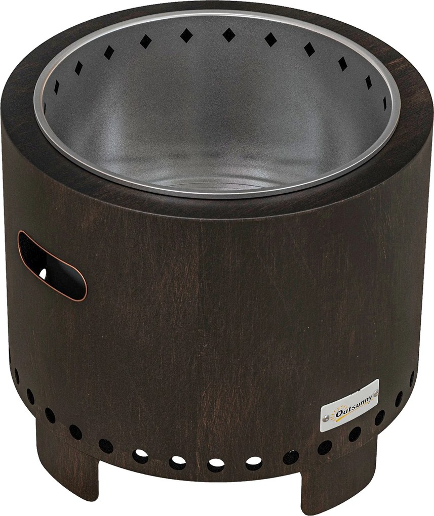 Outsunny Misa ogrodowa palenisko duży kosz na ogień, odporny na warunki atmosferyczne, 45 x 45 x 42 cm, czarny + brąz