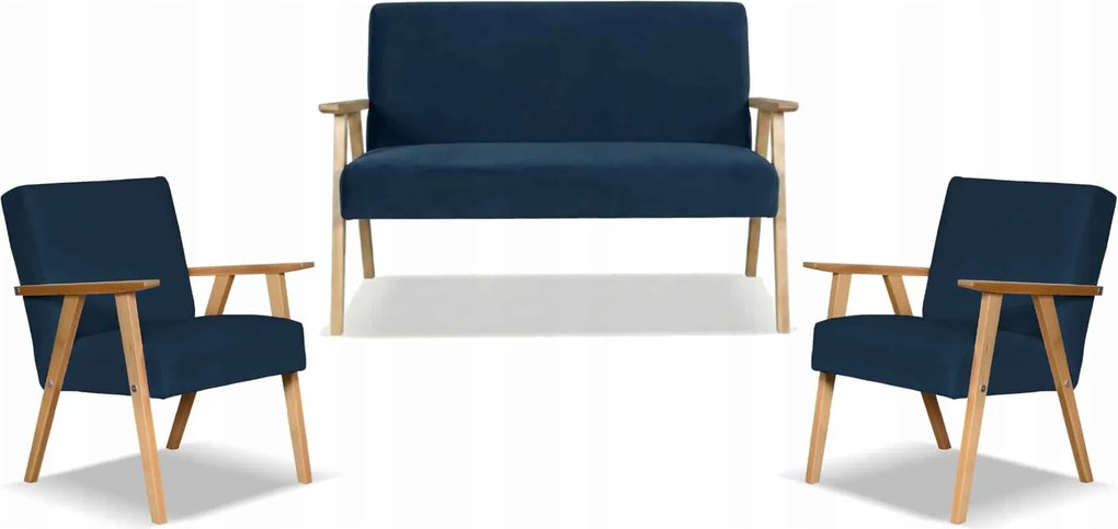 Zestaw mebli PRL retro SOLER sofa fotele Family Meble granat welur Hunter