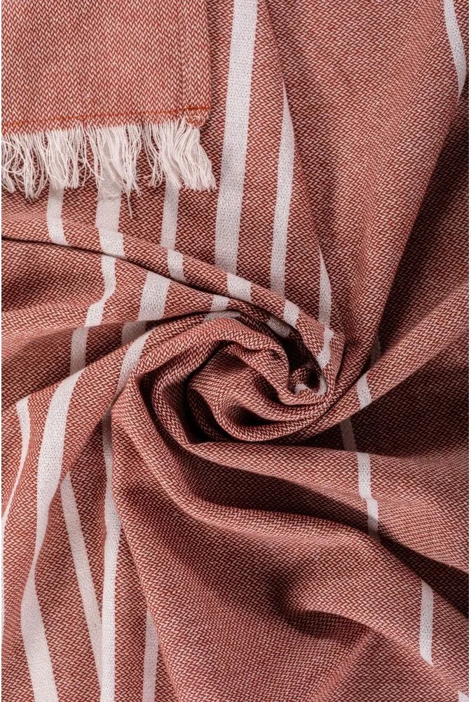 Bawełniany koc w kolorze terakoty 150x200 cm Solene – Tiseco Home Studio