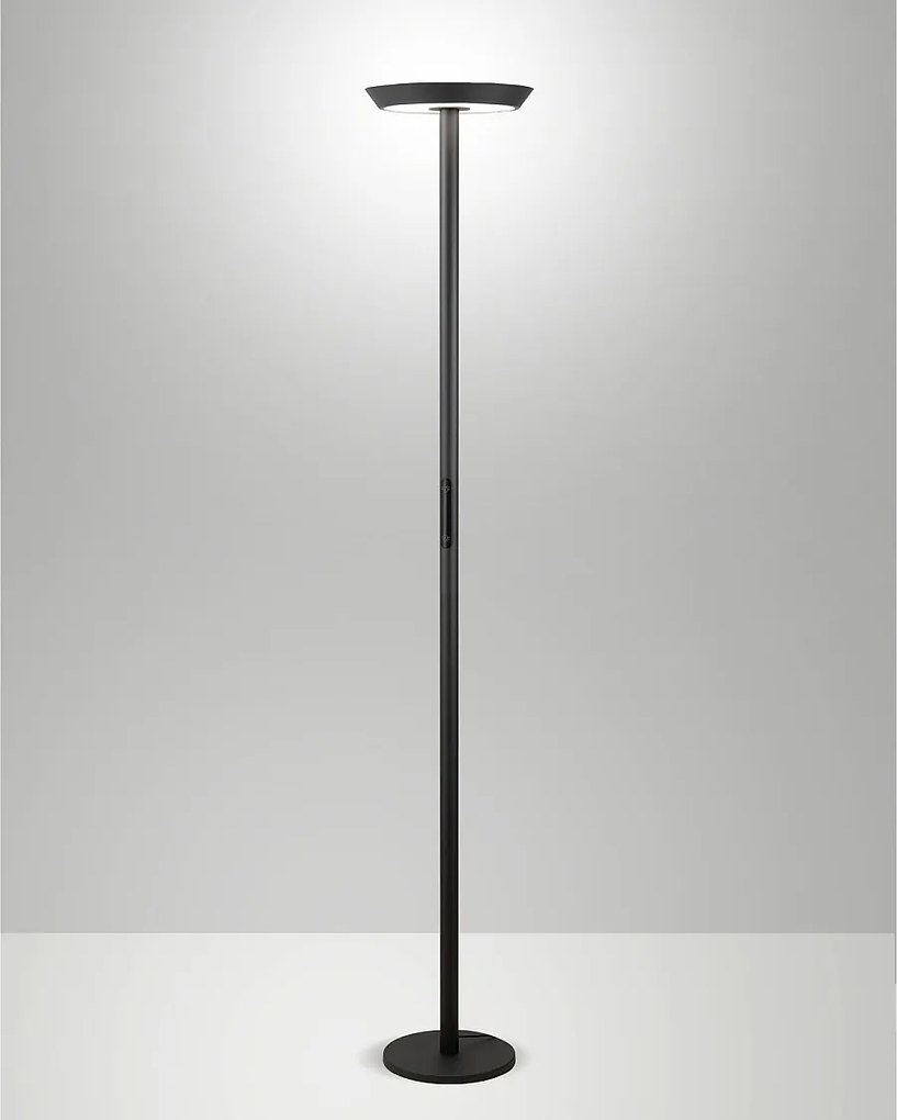 Lampa podłogowa Fizz LED 50W, aluminiowa i metakrylanowa konstrukcja, regulowana temperatura barwowa CCT 2700K-4000K, kolor antracyt, design Fizz