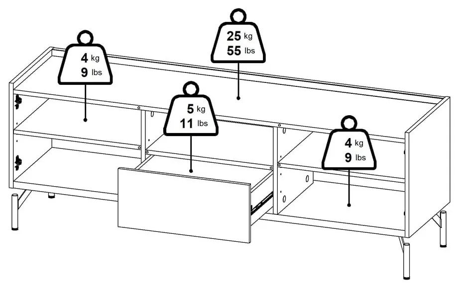Brązowa szafka pod TV w dekorze dębu 147x54x41 cm Bergen – Tvilum