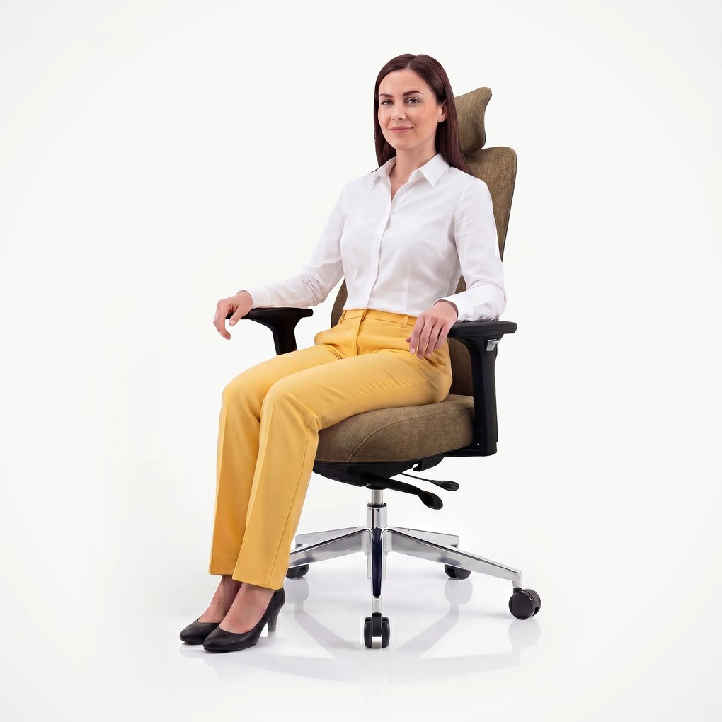 Fotel biurowy ergonomiczny brązowy: AXIS
