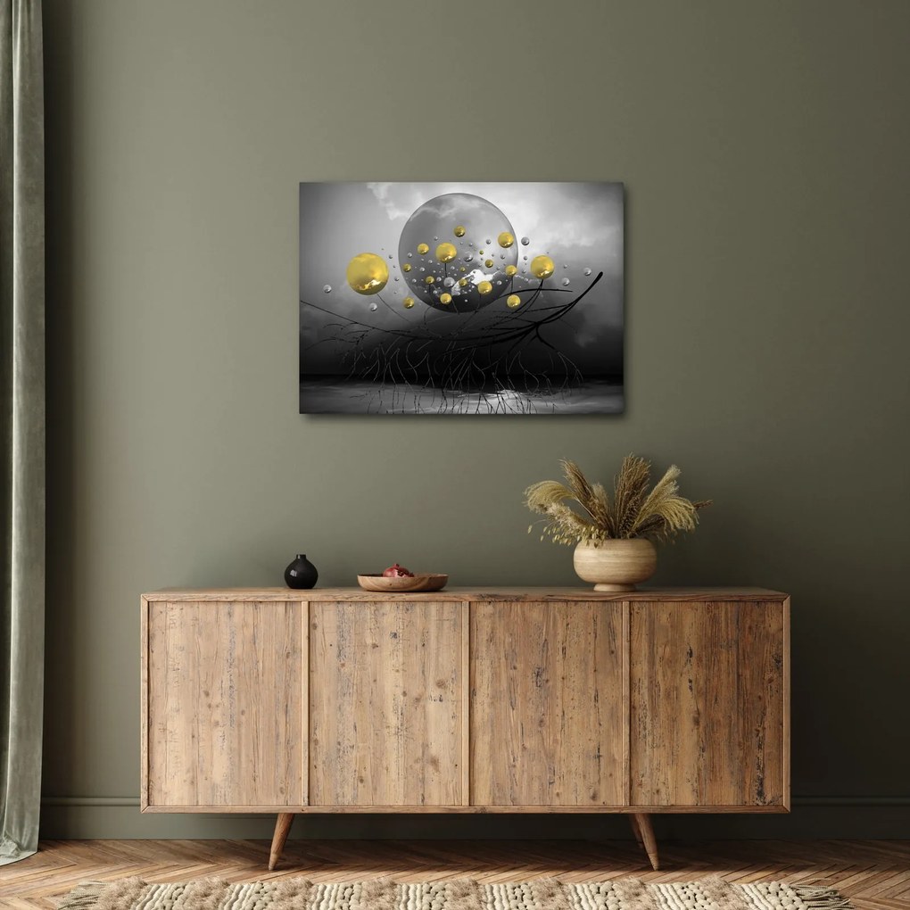 Obraz złotych abstrakcyjnych kul (70x50 cm)