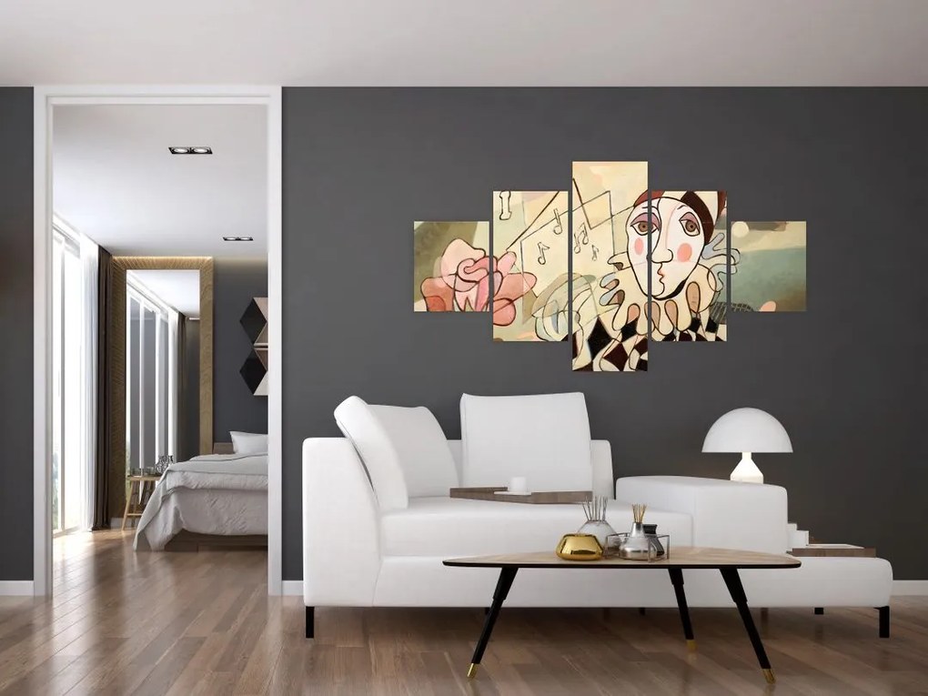 Obraz - Kubizm - harlequin and rose (125x70 cm)