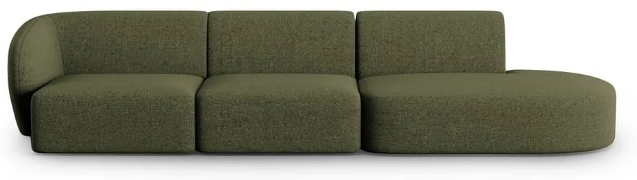 Zielona sofa z tkaniny szenilowej lewostronna 311 cm Paolo – Milo Casa