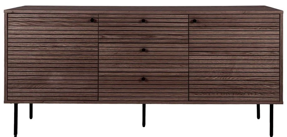 Ciemnobrązowa niska komoda w dekorze dębu 150x74 cm Kyoto – House Nordic