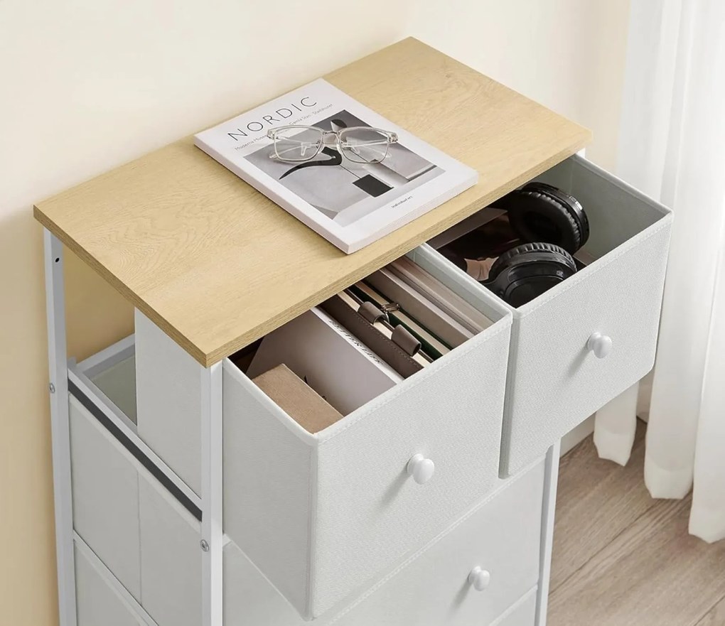 Komoda z szufladami HALLY 53x93 cm, dąb/biały