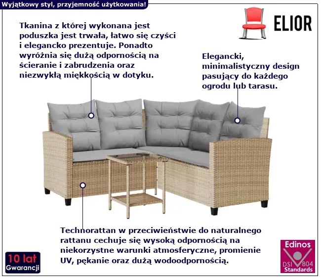 Zestaw wypoczynkowy beżowo-szary G3-N31