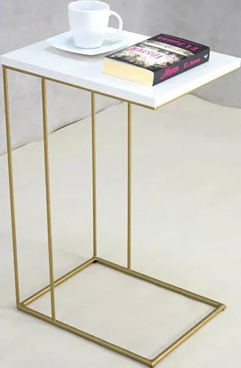 Stolik pomocniczy w stylu glamour biały + złoty - Martix 4X